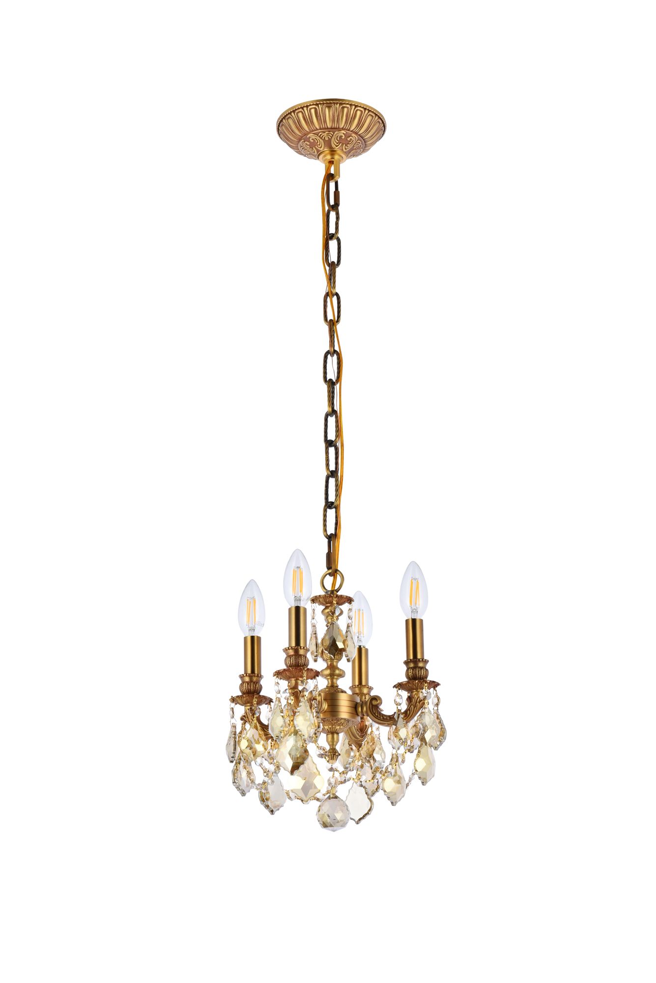 Lillie 10" Wide French Gold 4-Light Mini Chandelier