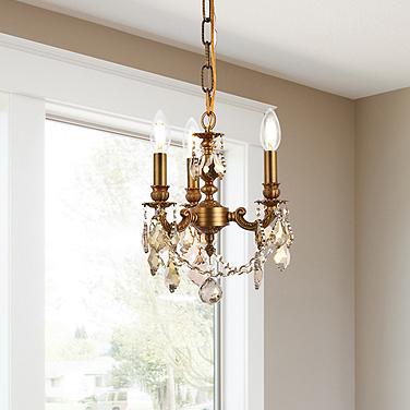 Lillie 10" Wide French Gold 3-Light Mini Chandelier