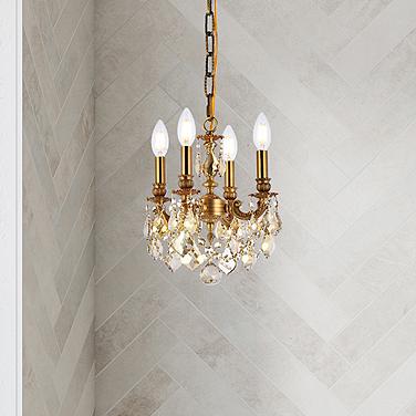 Lillie 10" Wide French Gold 4-Light Mini Chandelier