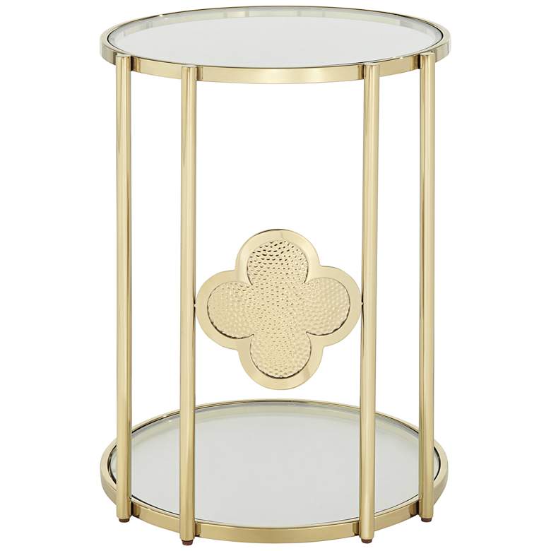 Image 1 Lillie 18" Wide Gold and Glass Round Corner Table