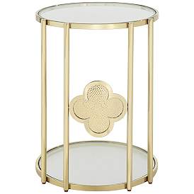 Image1 of Lillie 18" Wide Gold and Glass Round Corner Table