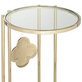 Image2 of Lillie 18" Wide Gold and Glass Round Corner Table more views