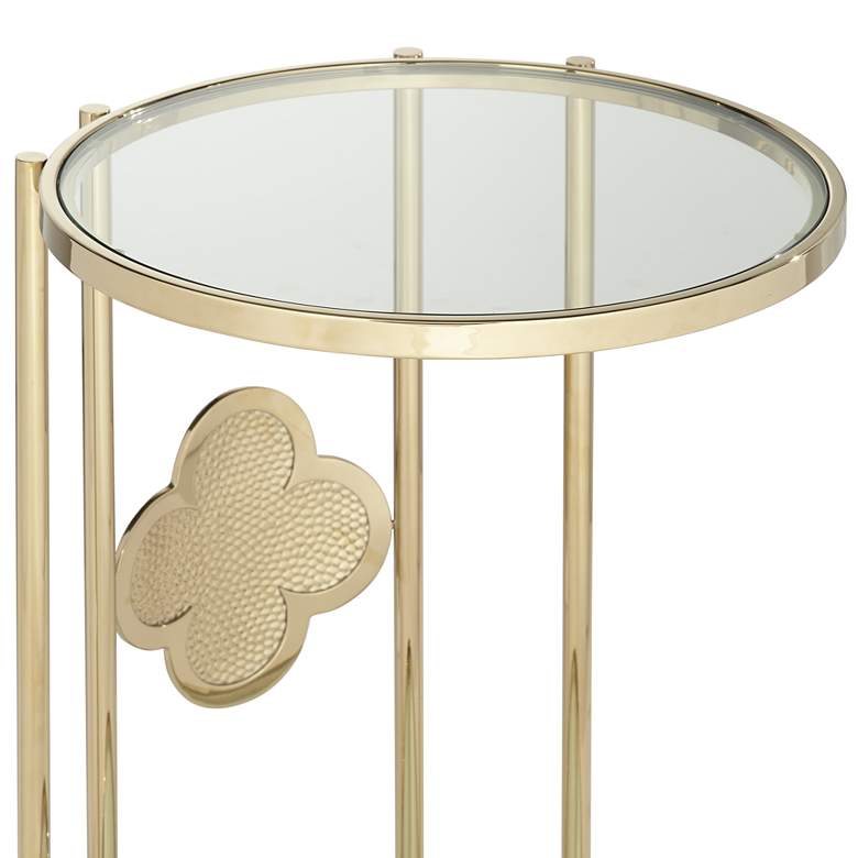 Image 2 Lillie 18 inch Wide Gold and Glass Round Corner Table more views