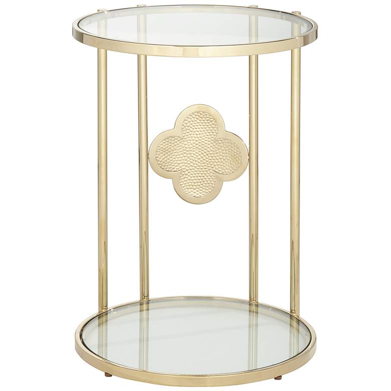 Image 4 Lillie 18 inch Wide Gold and Glass Round Corner Table more views