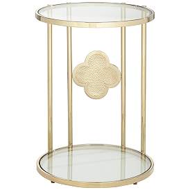 Image4 of Lillie 18" Wide Gold and Glass Round Corner Table more views