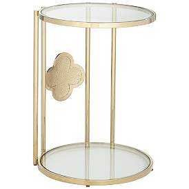 Image5 of Lillie 18" Wide Gold and Glass Round Corner Table more views