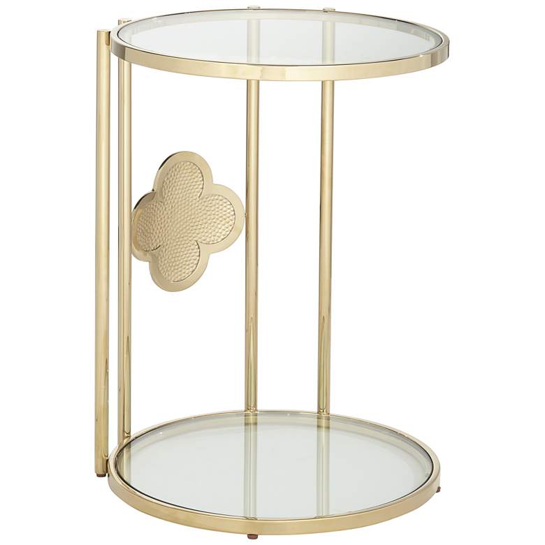 Image 5 Lillie 18 inch Wide Gold and Glass Round Corner Table more views