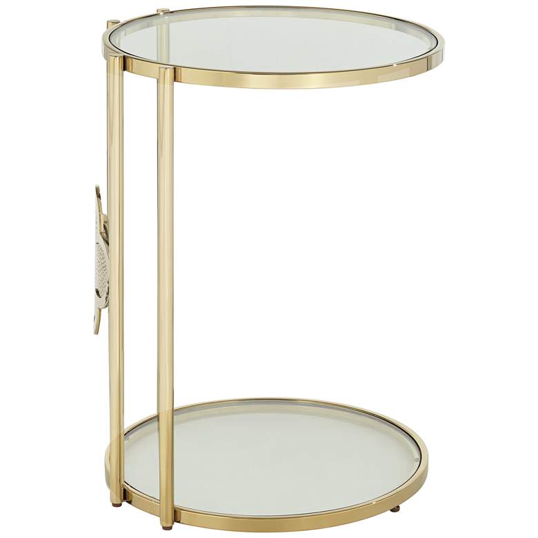 Image 6 Lillie 18" Wide Gold and Glass Round Corner Table more views