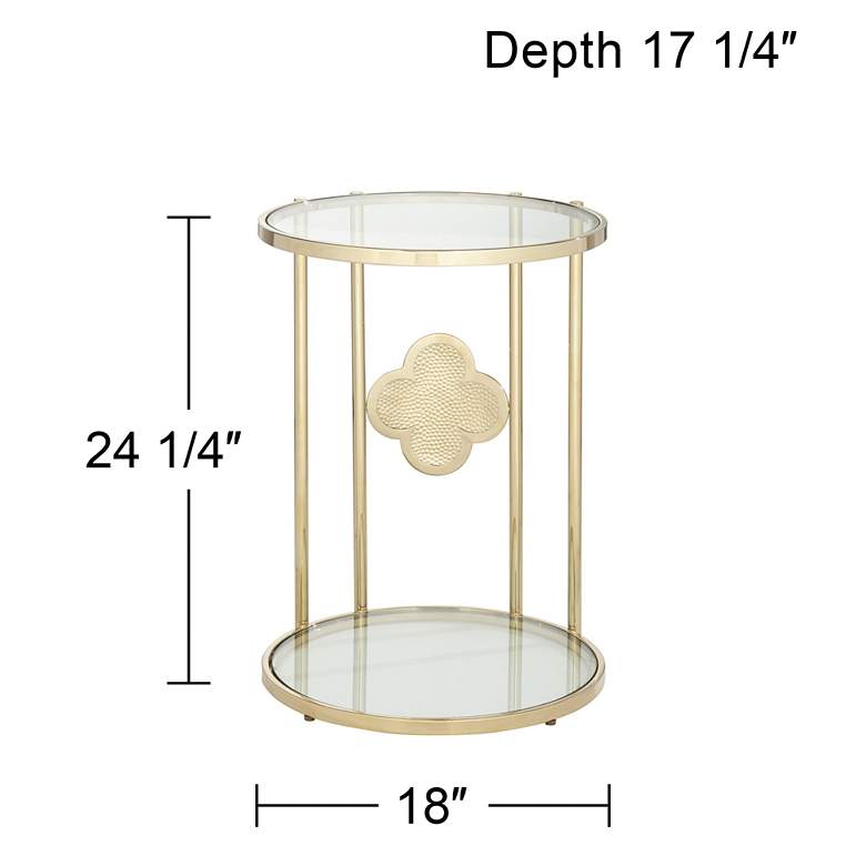 Image 6 Lillie 18 inch Wide Gold and Glass Round Corner Table more views