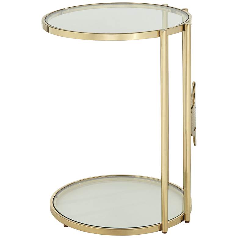 Image 7 Lillie 18" Wide Gold and Glass Round Corner Table more views