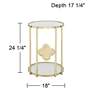Lillie 18" Wide Gold and Glass Round Corner Table