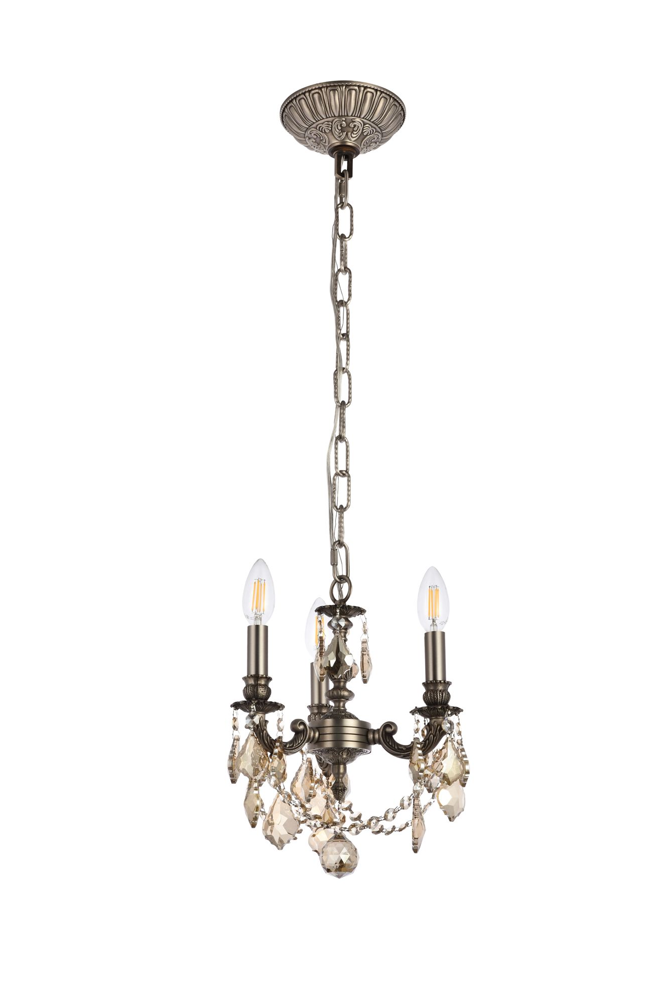 Lillie 3 Lt Pewter Pendant Golden Teak