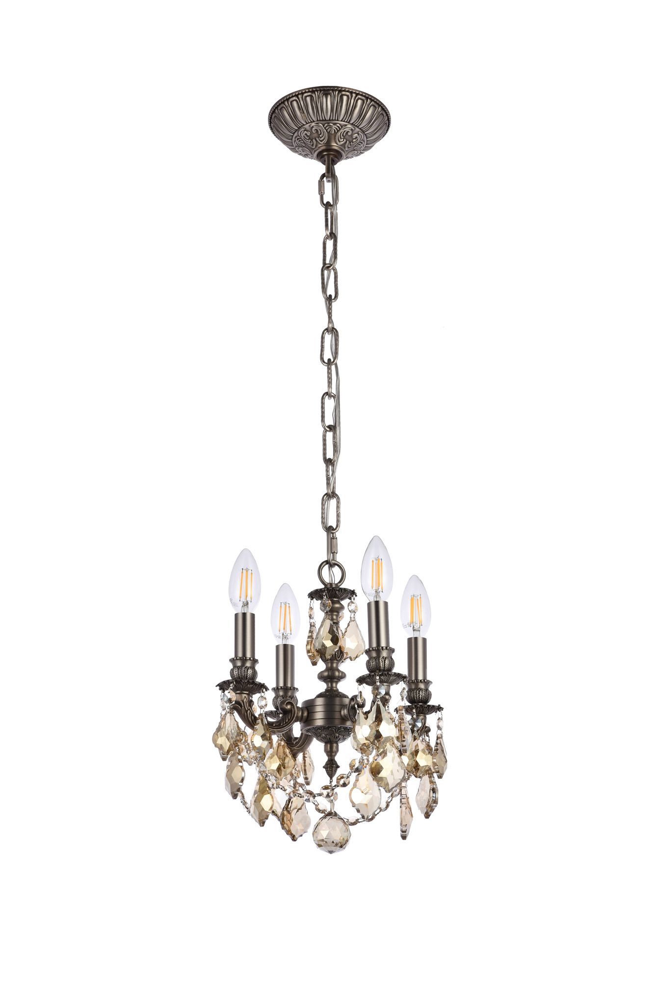 Lillie 4 Lt Pewter Pendant Golden Teak