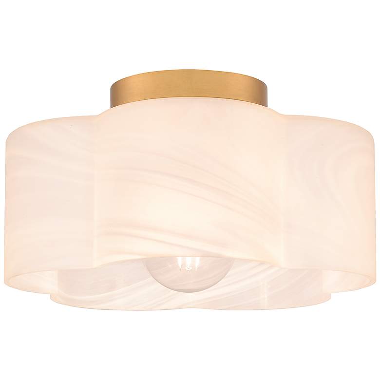 Image 2 Lilly 1-Light Brushed Weathered Brass Semi-Flush Mount