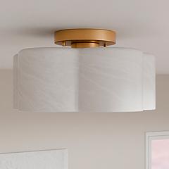 Lilly 1-Light Brushed Brass Semi-Flush Mount Light