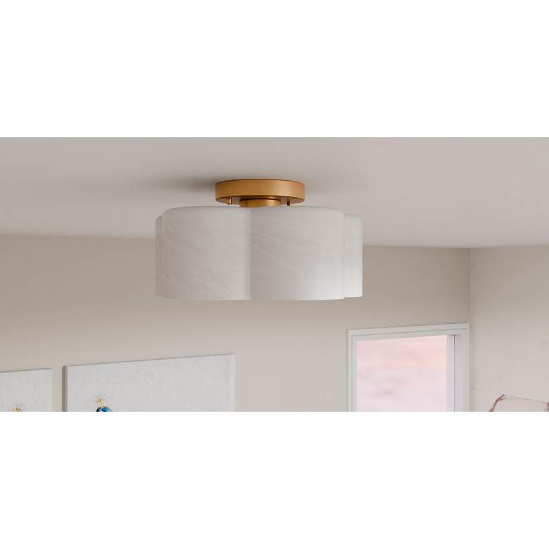 Image 7 Lilly 1-Light Brushed Weathered Brass Semi-Flush Mount more views