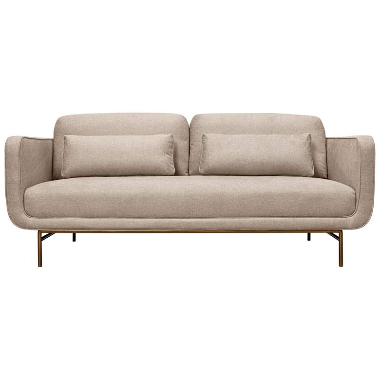 Image 1 Lilou 77 in. Modern Sofa in Beige Fabric, and Antique Brass Metal Legs