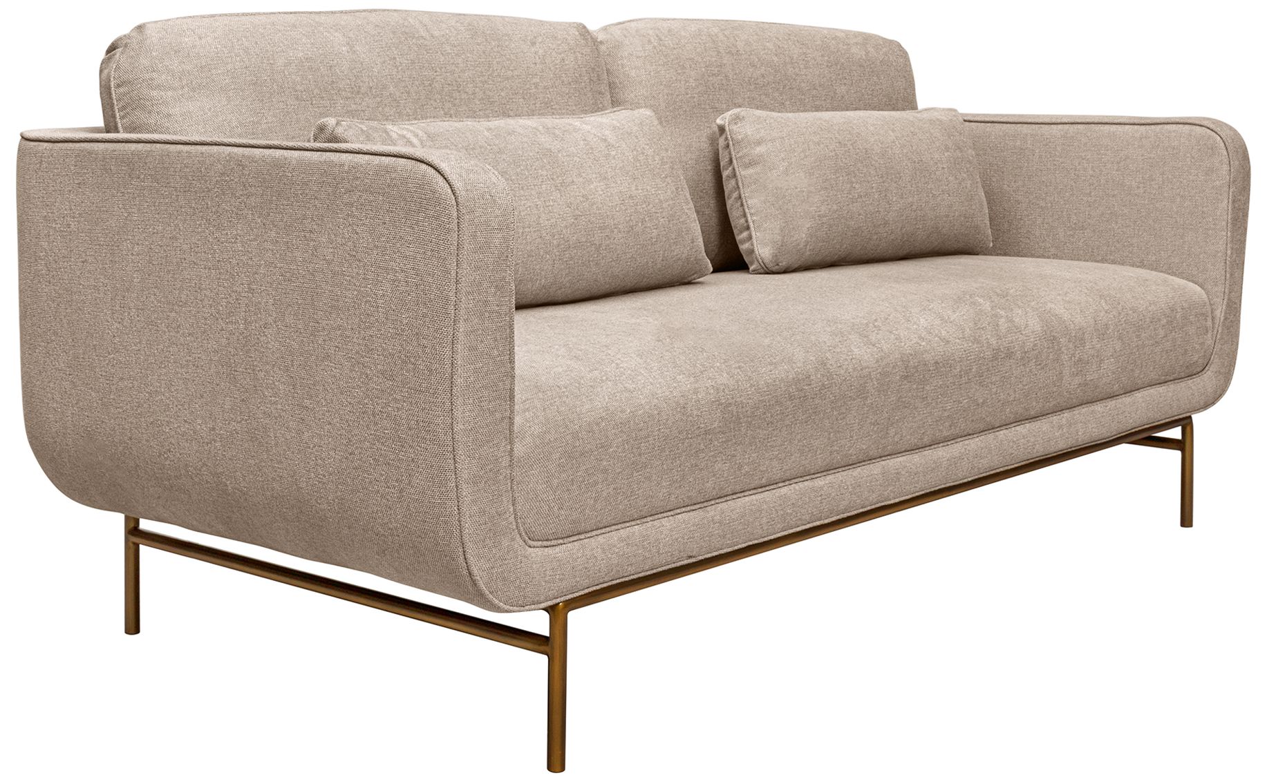Image 4 Lilou 77 in. Modern Sofa in Beige Fabric, and Antique Brass Metal Legs more views