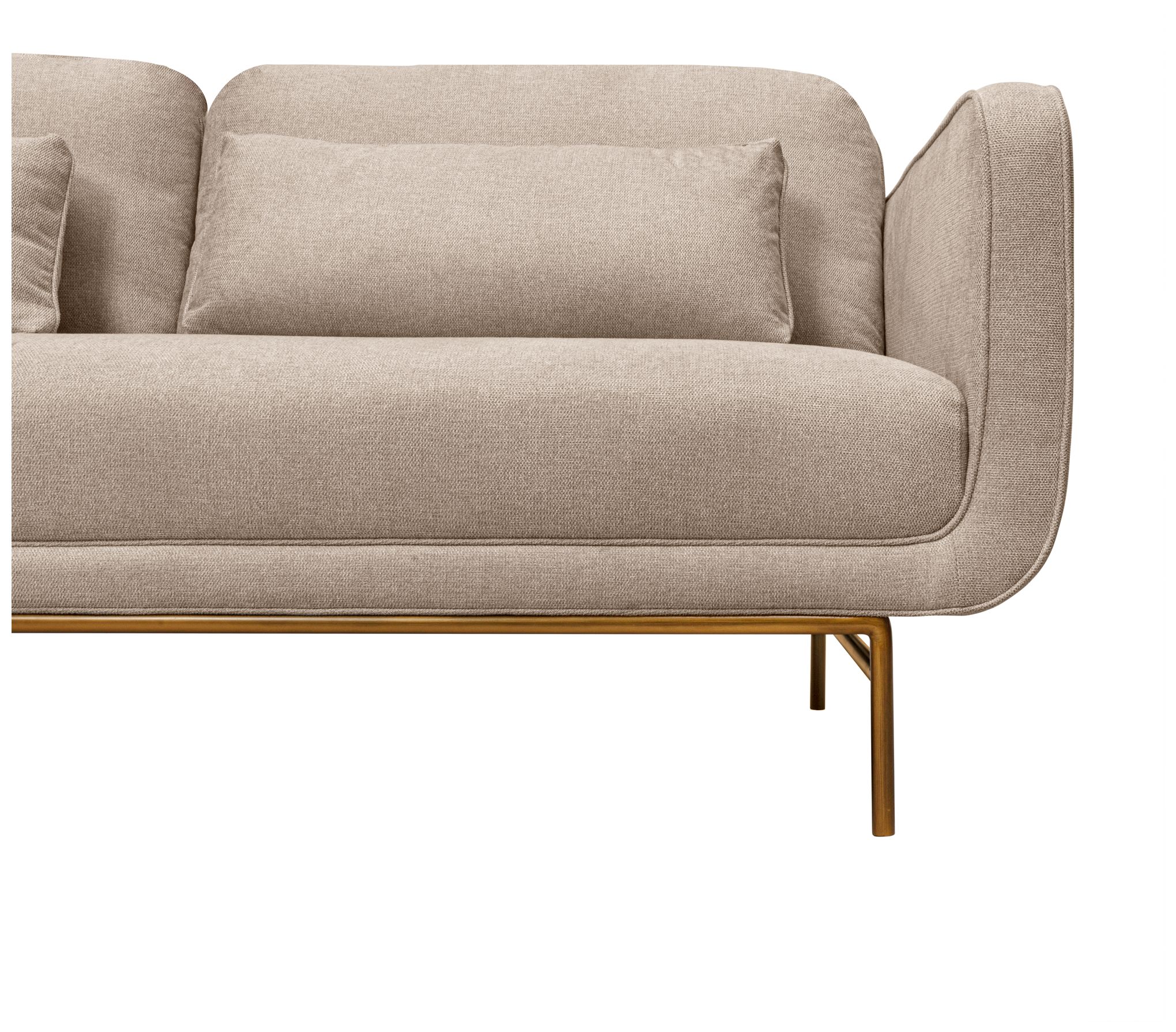 Image 7 Lilou 77 in. Modern Sofa in Beige Fabric, and Antique Brass Metal Legs more views