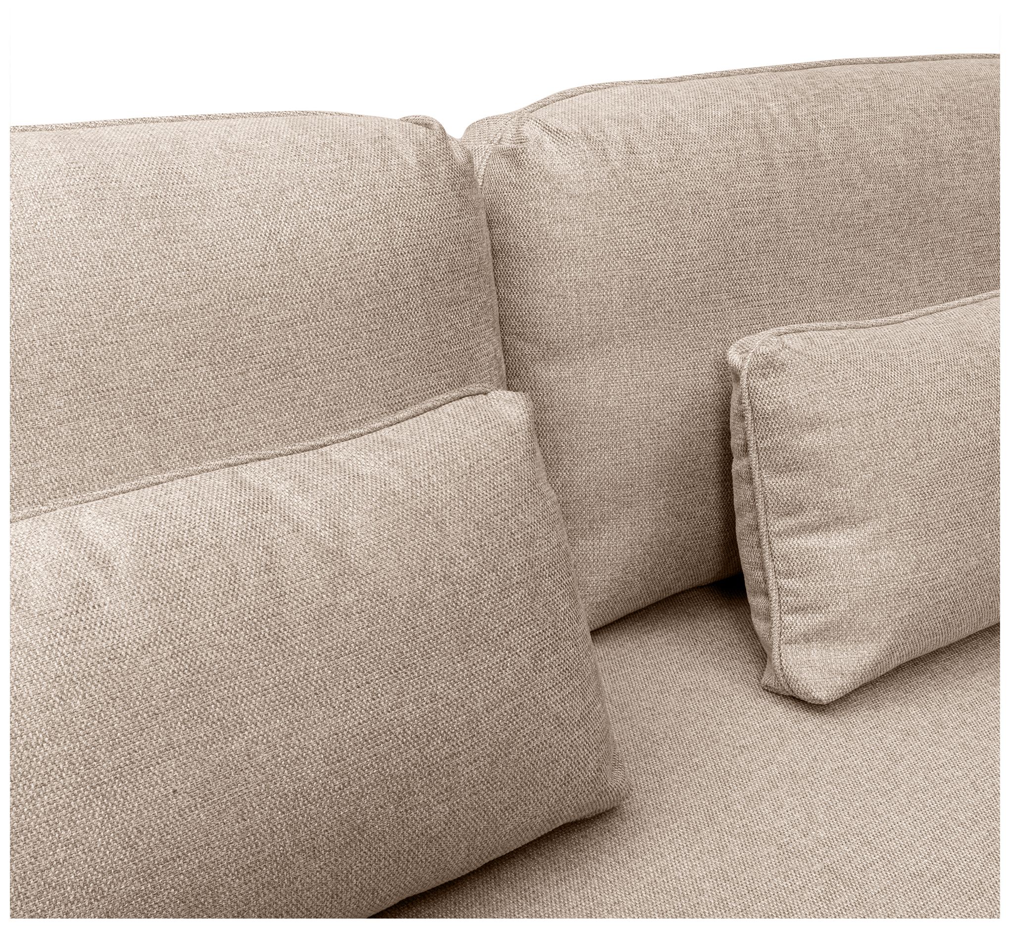 Lilou 77 in. Modern Sofa in Beige Fabric, and Antique Brass Metal Legs