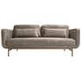 Lilou 77 in. Modern Sofa in Fossil Gray Velvet and Antique Brass Metal Legs
