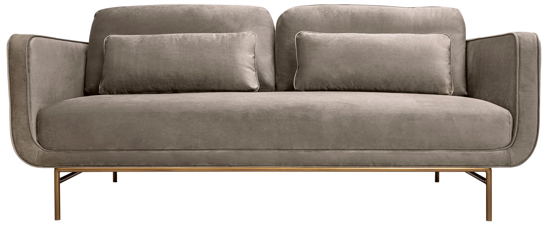 Image 3 Lilou 77 in. Modern Sofa in Fossil Gray Velvet and Antique Brass Metal Legs more views