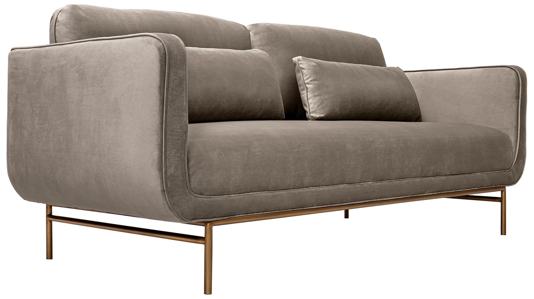 Image 4 Lilou 77 in. Modern Sofa in Fossil Gray Velvet and Antique Brass Metal Legs more views
