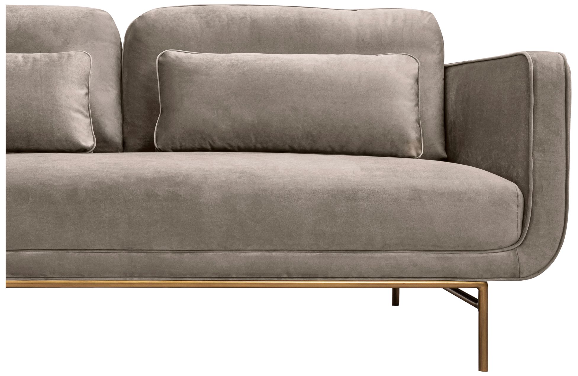 Image 7 Lilou 77 in. Modern Sofa in Fossil Gray Velvet and Antique Brass Metal Legs more views