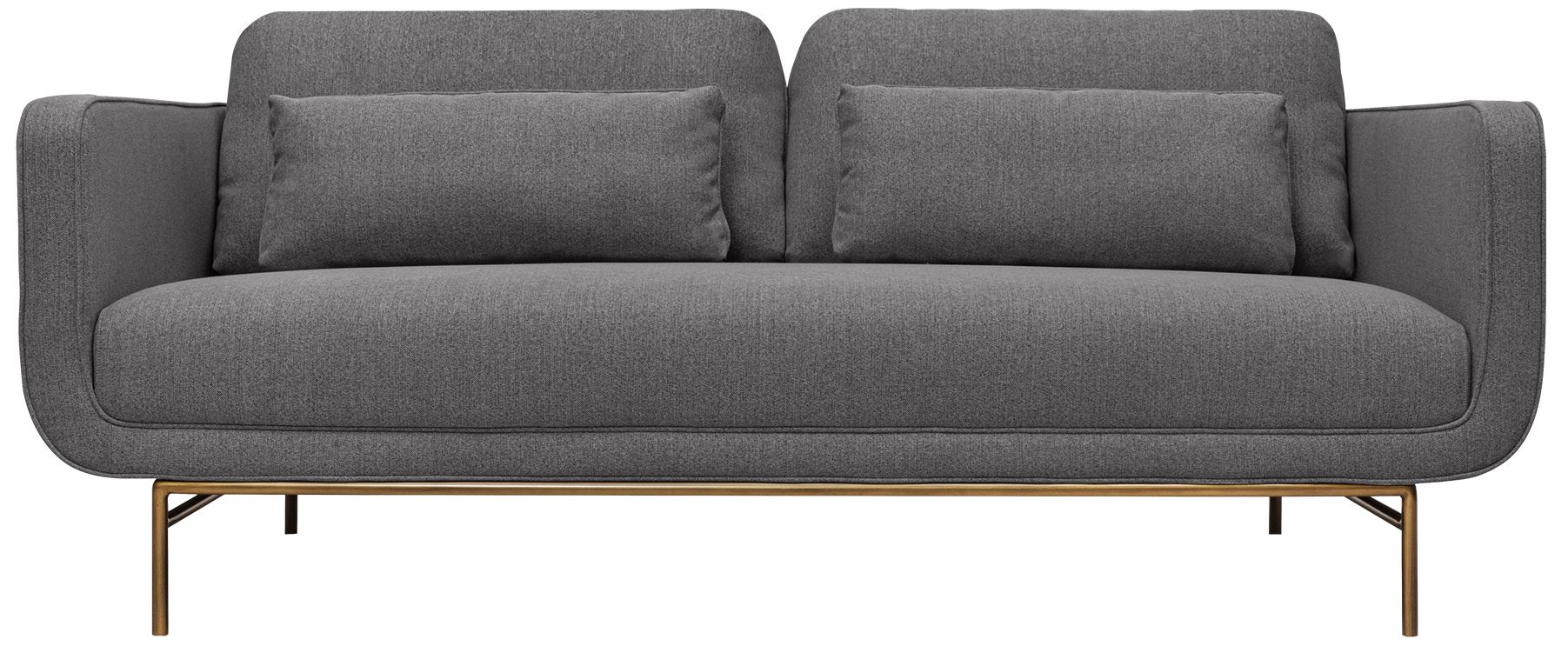 Image 2 Lilou 77 in. Modern Sofa in Gray Fabric, and Antique Brass Metal Legs more views
