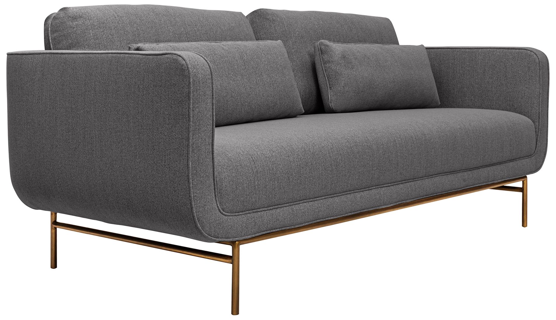 Image 4 Lilou 77 in. Modern Sofa in Gray Fabric, and Antique Brass Metal Legs more views