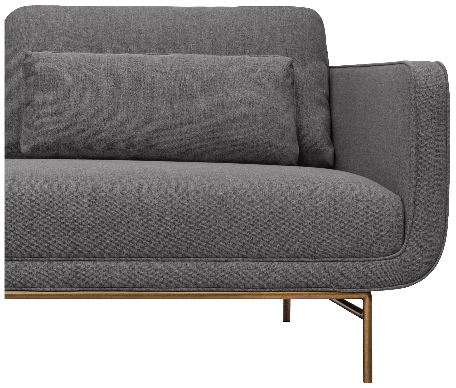 Image 7 Lilou 77 in. Modern Sofa in Gray Fabric, and Antique Brass Metal Legs more views