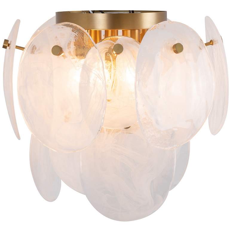 Image 3 Lily 13.19"W 3-Light Brass Semi Flush Mount w/ Wispy White Shade more views