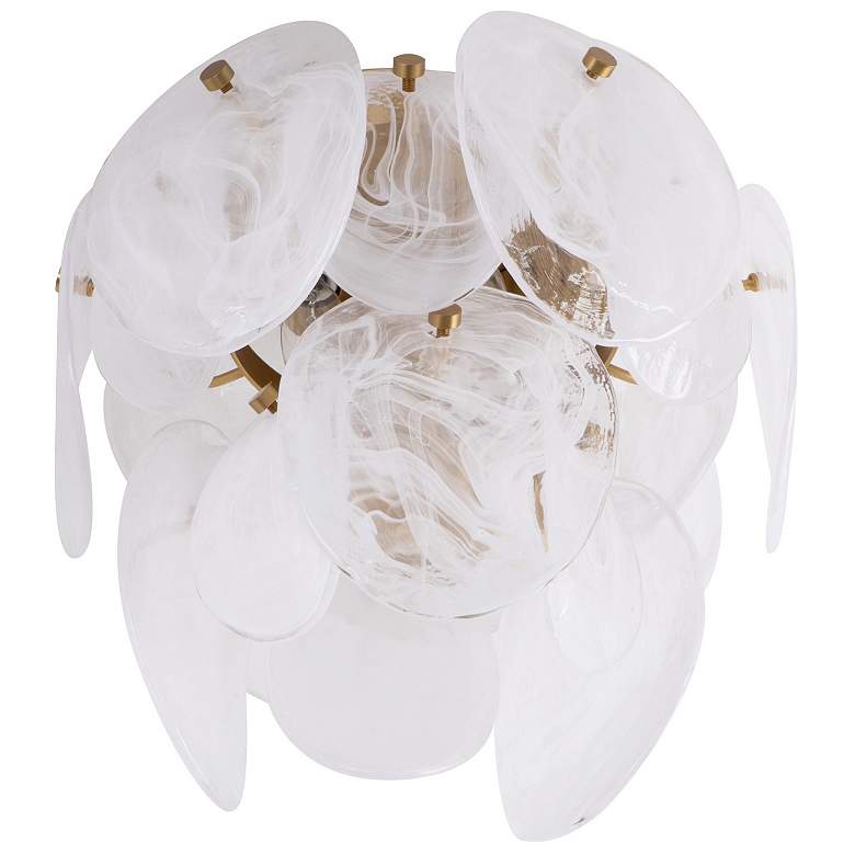 Image 5 Lily 13.19"W 3-Light Brass Semi Flush Mount w/ Wispy White Shade more views