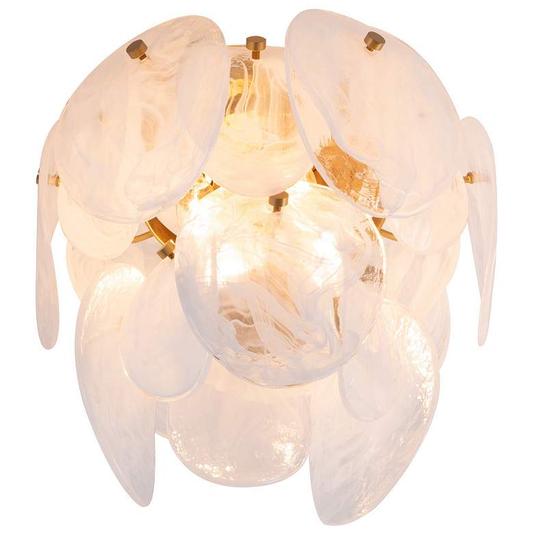Image 6 Lily 13.19"W 3-Light Brass Semi Flush Mount w/ Wispy White Shade more views
