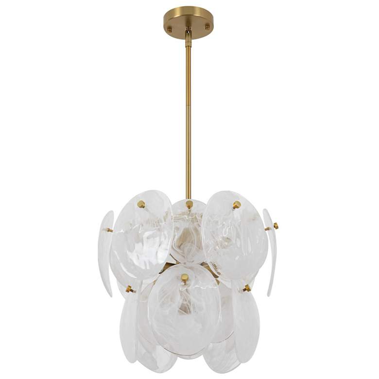 Image 2 Lily 16.25"W 4-Light Brushed Brass Chandelier w/ Wispy White Shade more views