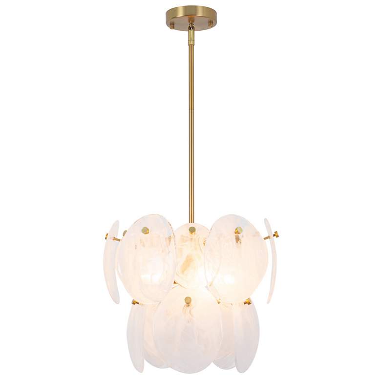 Image 3 Lily 16.25"W 4-Light Brushed Brass Chandelier w/ Wispy White Shade more views