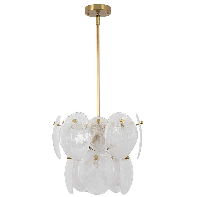 Image 4 Lily 16.25"W 4-Light Brushed Brass Chandelier w/ Wispy White Shade more views