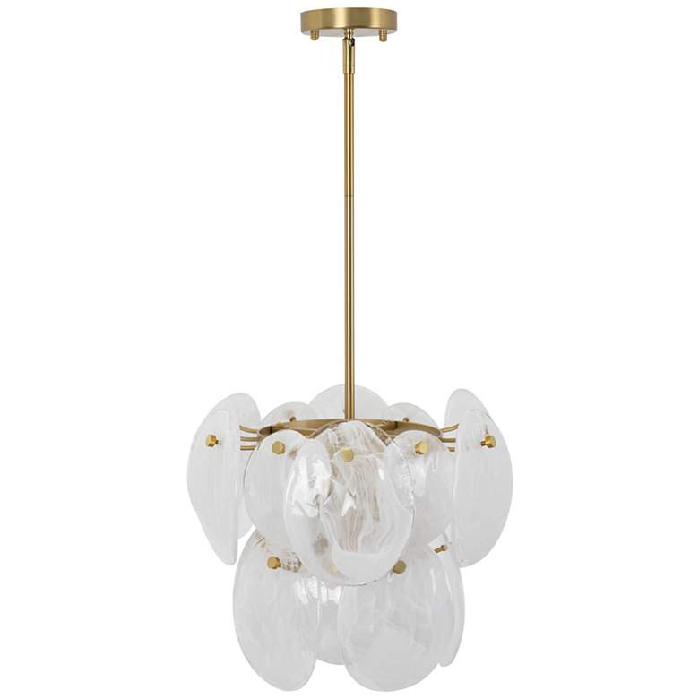 Image 5 Lily 16.25"W 4-Light Brushed Brass Chandelier w/ Wispy White Shade more views