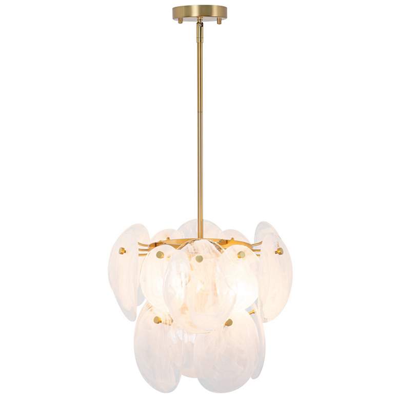 Image 6 Lily 16.25"W 4-Light Brushed Brass Chandelier w/ Wispy White Shade more views