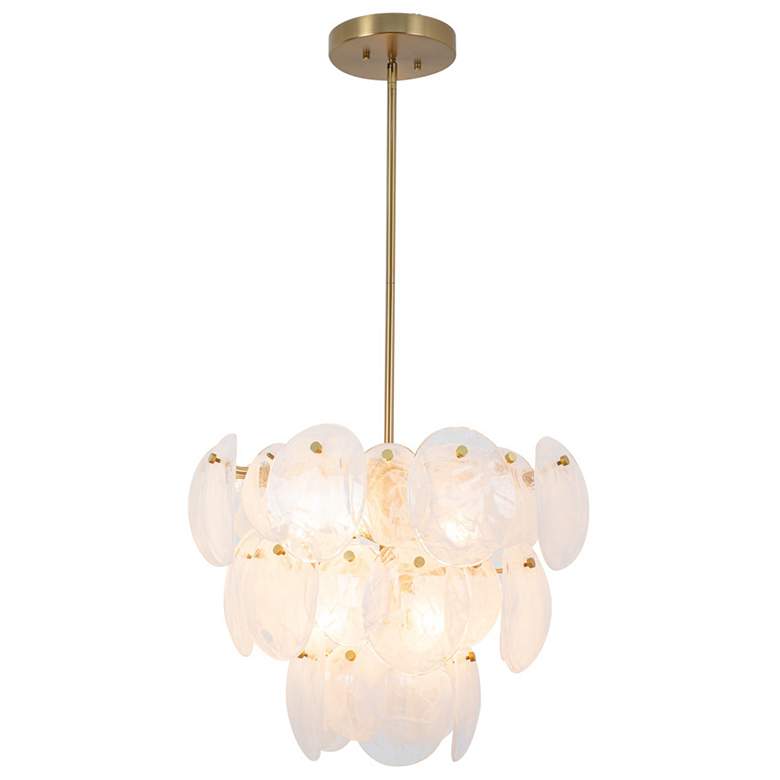 Image 1 Lily 23.58"W 8-Light Brushed Brass Chandelier w/ Wispy White Shade