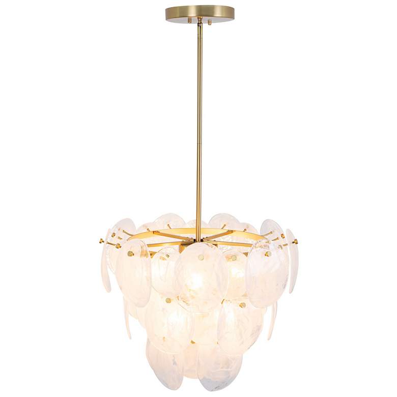 Image 2 Lily 23.58"W 8-Light Brushed Brass Chandelier w/ Wispy White Shade more views