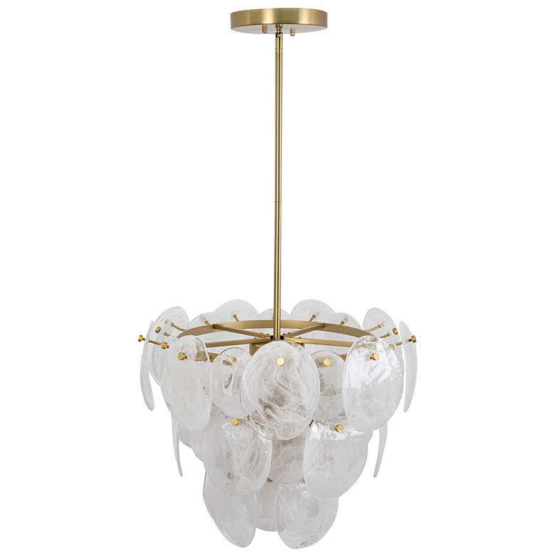 Image 3 Lily 23.58"W 8-Light Brushed Brass Chandelier w/ Wispy White Shade more views