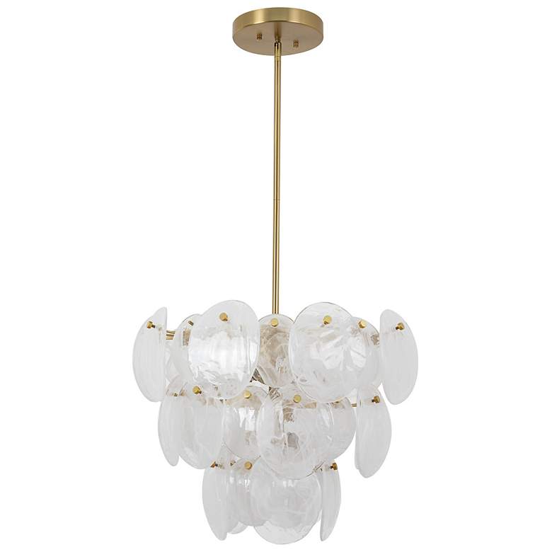Image 4 Lily 23.58"W 8-Light Brushed Brass Chandelier w/ Wispy White Shade more views
