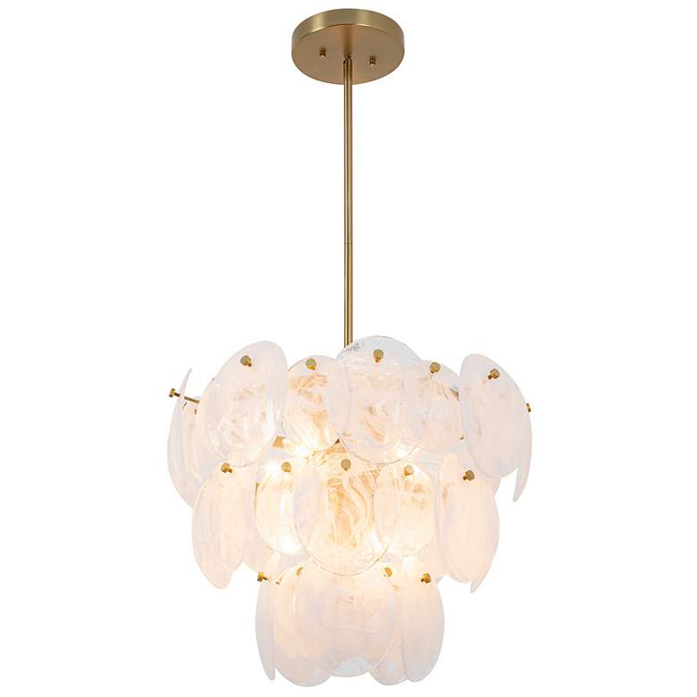 Image 5 Lily 23.58"W 8-Light Brushed Brass Chandelier w/ Wispy White Shade more views