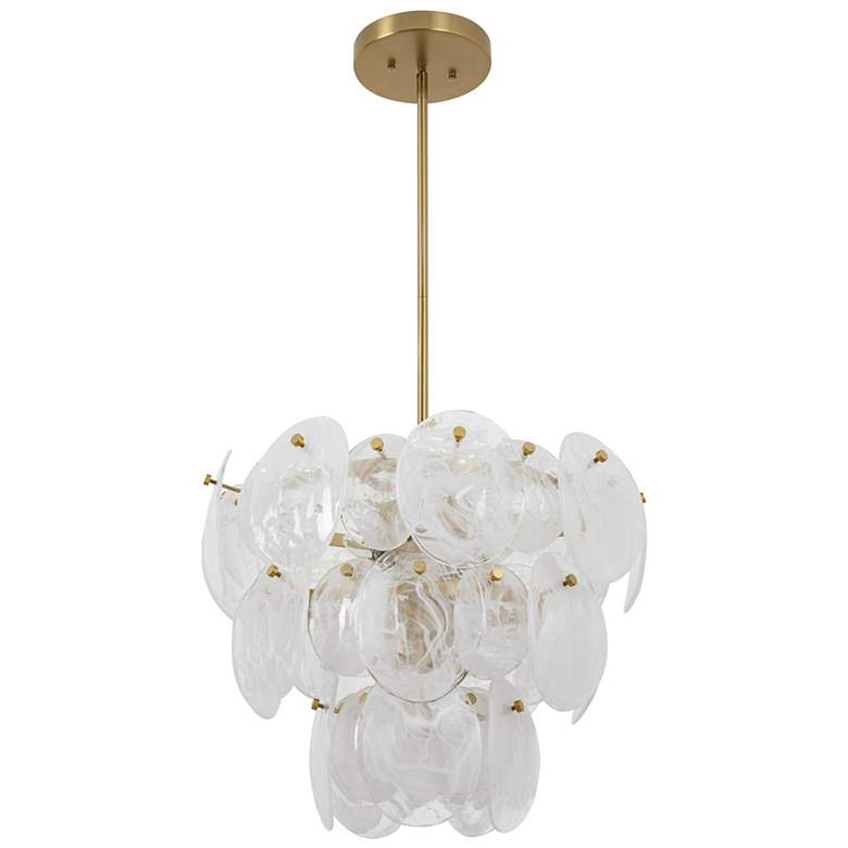 Image 6 Lily 23.58"W 8-Light Brushed Brass Chandelier w/ Wispy White Shade more views