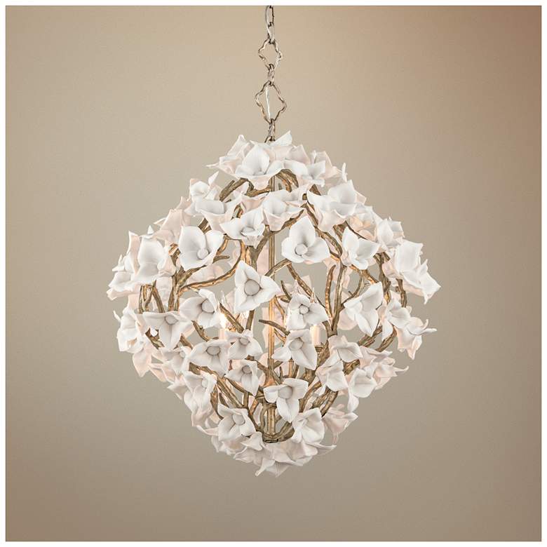 Image 1 Lily 26 1/4" Wide Enchanted Silver Leaf Pendant Light