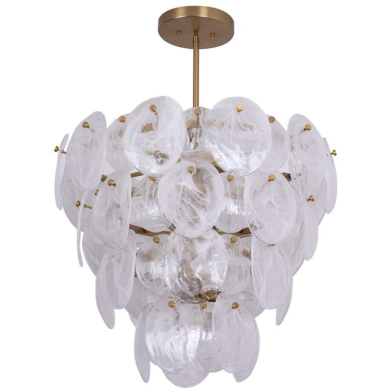 Image 2 Lily 28.03"W 13-Light Brushed Brass Chandelier w/ Wispy White Shade more views