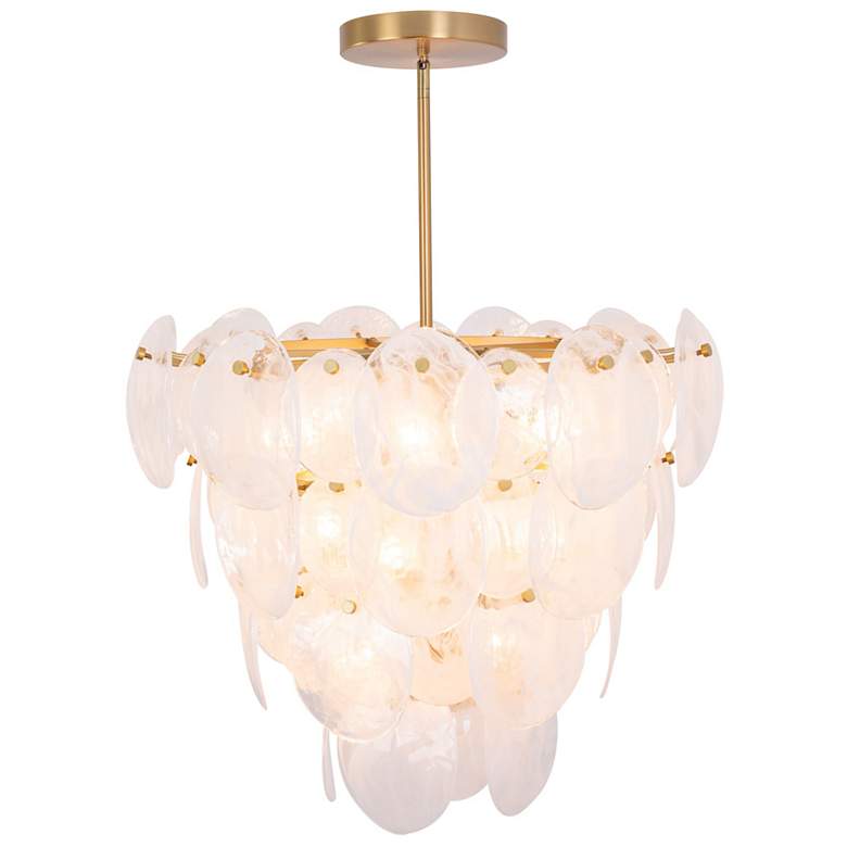 Image 3 Lily 28.03"W 13-Light Brushed Brass Chandelier w/ Wispy White Shade more views