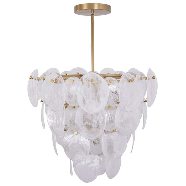 Image 4 Lily 28.03"W 13-Light Brushed Brass Chandelier w/ Wispy White Shade more views