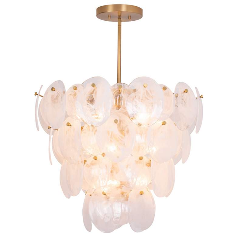 Image 5 Lily 28.03"W 13-Light Brushed Brass Chandelier w/ Wispy White Shade more views
